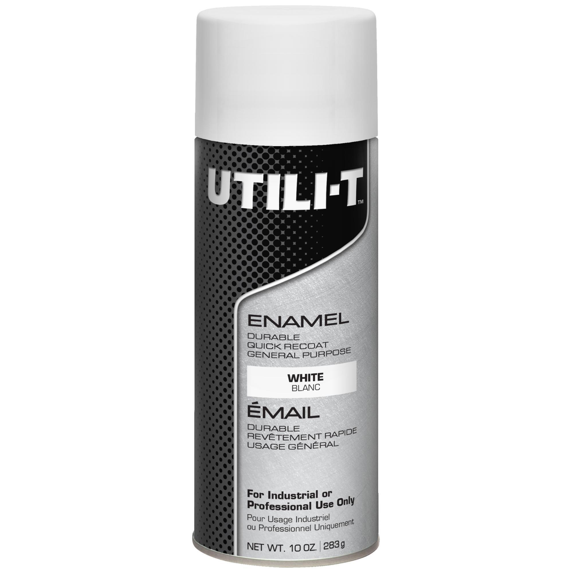 UTILI-T General Purpose Enamel Spray Paint, White, Gloss, 10 Oz. Cans, 6PK, Model# 387395DS
